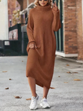 Thalia - Lässiges Rollkragen Strickkleid mit langen Ärmeln und lockerer Passform