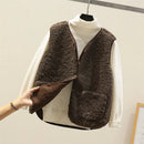Gisela - Ärmellose Seitentaschen Wolle Jacke Mit Schaltflächen