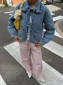 Lina - Langärmelig Denim Jacke Mit Taschen