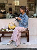 Lina - Langärmelig Denim Jacke Mit Taschen