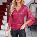 Luna – Elegante Bluse mit Flatterärmeln und tiefem V-Ausschnitt