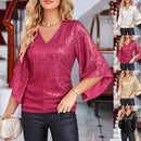 Luna – Elegante Bluse mit Flatterärmeln und tiefem V-Ausschnitt