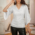 Luna – Elegante Bluse mit Flatterärmeln und tiefem V-Ausschnitt