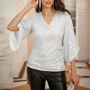 Luna – Elegante Bluse mit Flatterärmeln und tiefem V-Ausschnitt