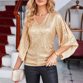 Luna – Elegante Bluse mit Flatterärmeln und tiefem V-Ausschnitt