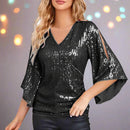 Luna – Elegante Bluse mit Flatterärmeln und tiefem V-Ausschnitt