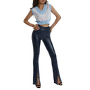Emily – Schlanke Passform Schlaghose mit hoher Taille und Schlitzdetail