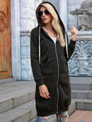Emilia - Langärmelige Reißverschluss Kapuze Jacke Mit Taschen