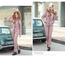 Alina - Langarm Pelz Kapuzenpullover Warm Jumpsuits mit Reißverschluss