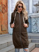 Emilia - Langärmelige Reißverschluss Kapuze Jacke Mit Taschen