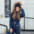 Alina - Langarm Pelz Kapuzenpullover Warm Jumpsuits mit Reißverschluss