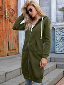 Emilia - Langärmelige Reißverschluss Kapuze Jacke Mit Taschen