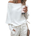 Isabel - Bequemer schulterfreier Langarmpullover mit lockerer Passform