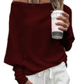 Isabel - Bequemer schulterfreier Langarmpullover mit lockerer Passform