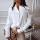 Klara - Luxuriöse Schlanke Passform Bluse mit langen Ärmeln und Knöpfen