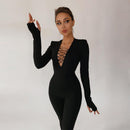 Nova - Lässiger Jumpsuit mit V-Ausschnitt und langen Ärmeln