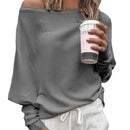 Isabel - Bequemer schulterfreier Langarmpullover mit lockerer Passform