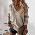 Anna - Warmer langärmeliger V Ausschnitt Loser Pullover
