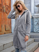 Emilia - Langärmelige Reißverschluss Kapuze Jacke Mit Taschen