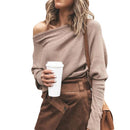 Isabel - Bequemer schulterfreier Langarmpullover mit lockerer Passform