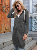 Emilia - Langärmelige Reißverschluss Kapuze Jacke Mit Taschen