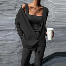 Selina - Dreiteilige Strickjacke Hose mit langärmeligem Oberteil und Weste