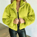 Calista - Langärmelig Reißverschluss Kunstpelz Plüsch Jacke