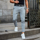 Anton - Schlanke Passform Karo Muster Hosen Mit Taschen