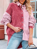 Zene - Langärmelige lockere Cordbluse mit Knöpfen