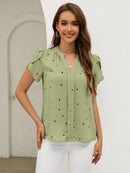 Anaya – Bluse mit V-Ausschnitt, Puffärmeln und Knopfleiste