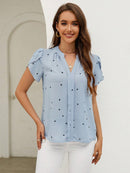 Anaya – Bluse mit V-Ausschnitt, Puffärmeln und Knopfleiste