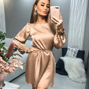 Lena - Lässiges Midikleid mit Taillengürtel und langen Ärmeln