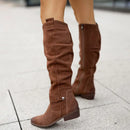 Sylvia - Bequeme kniehohe Stiefel aus Wildleder mit seitlichem Reißverschluss