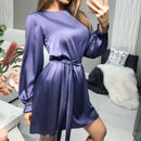 Lena - Lässiges Midikleid mit Taillengürtel und langen Ärmeln