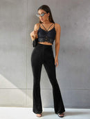 Noelia – Bequeme Schlaghose hoher Taille Hose mit Schlank Fit