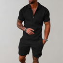 Henry - Zweiteiliges Satz mit kurzärmeligem Reißverschluss Hemd mit und Taschen Shorts