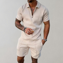 Henry - Zweiteiliges Satz mit kurzärmeligem Reißverschluss Hemd mit und Taschen Shorts