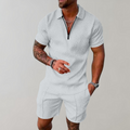 Henry - Zweiteiliges Satz mit kurzärmeligem Reißverschluss Hemd mit und Taschen Shorts