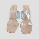 Berta – Stylische transparente Riemchen Hoher Absatz Sandalen mit offenem Zehenbereich
