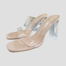 Berta – Stylische transparente Riemchen Hoher Absatz Sandalen mit offenem Zehenbereich