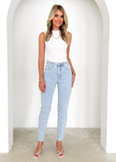 Manuela - Bequeme Hoch tailliert schlanke Passform Jeans mit Taschen