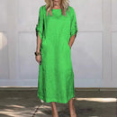 Viktoria – Locker sitzendes Kleid mit Rundhalsausschnitt und Langarm