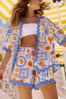 Elina – Zweiteiliges entspanntes Set aus Hemd und Kurze Hosen mit Knopfdetail