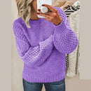 Greta - Rundhalsausschnitt Gerippt Langärmeliger Strickpullover für Wärme