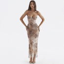 Kiara - Elegantes Maxikleid mit bedrucktem Muster und zartem Riemen-Detail