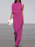 Anya - Modischer ärmelloser Jumpsuit mit Rundhalsausschnitt und weitem Bein