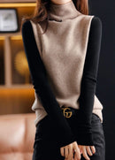 Emma - Eleganter zweifarbiger Rollkragenpullover aus Wolle
