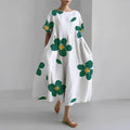 Wirka - Bedrucktes Kleid mit Rundhalsausschnitt und kurzen Ärmeln