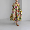 Wirka - Bedrucktes Kleid mit Rundhalsausschnitt und kurzen Ärmeln