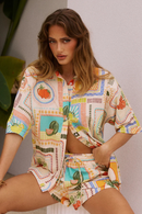 Selina – Zweiteiliges Satz mit bedrucktem Shirt und Kurze Hosen im Entspannte Passform